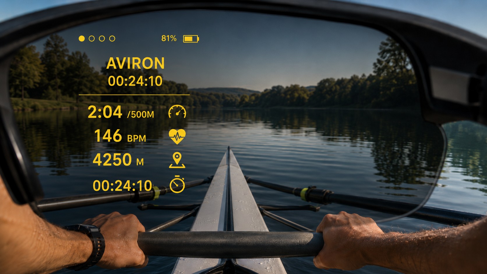 Aviron — HUD AI-Training sur lunettes ENGO 3