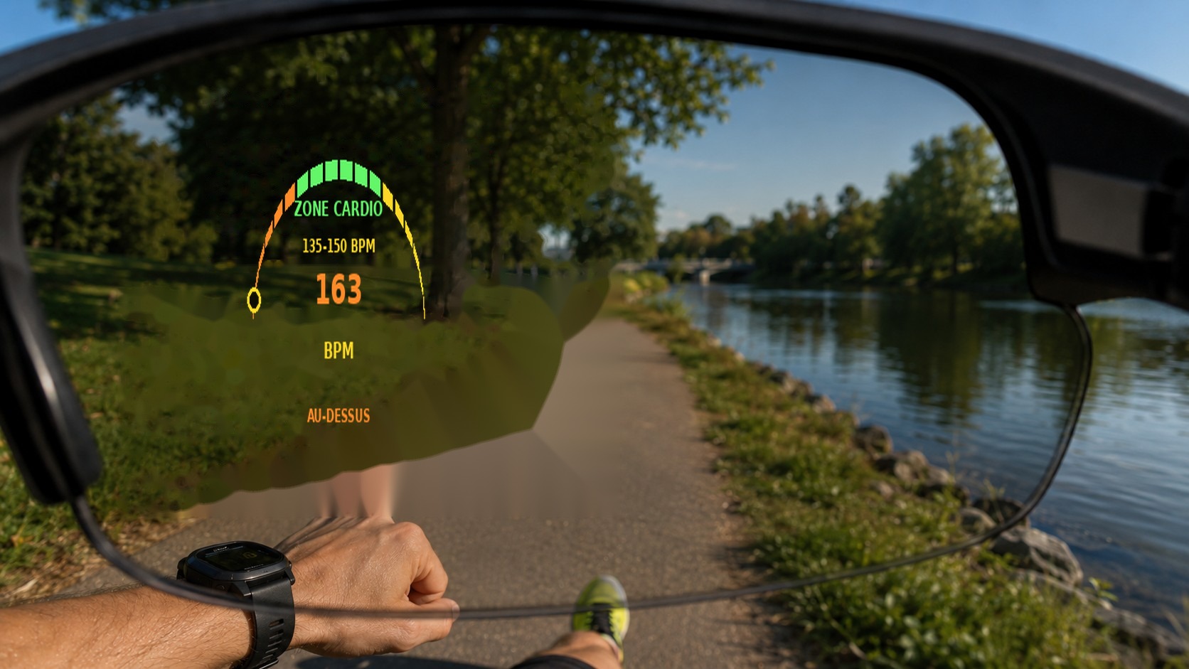 Au-dessus de la zone cardiaque — HUD AI-Training sur lunettes ENGO 3