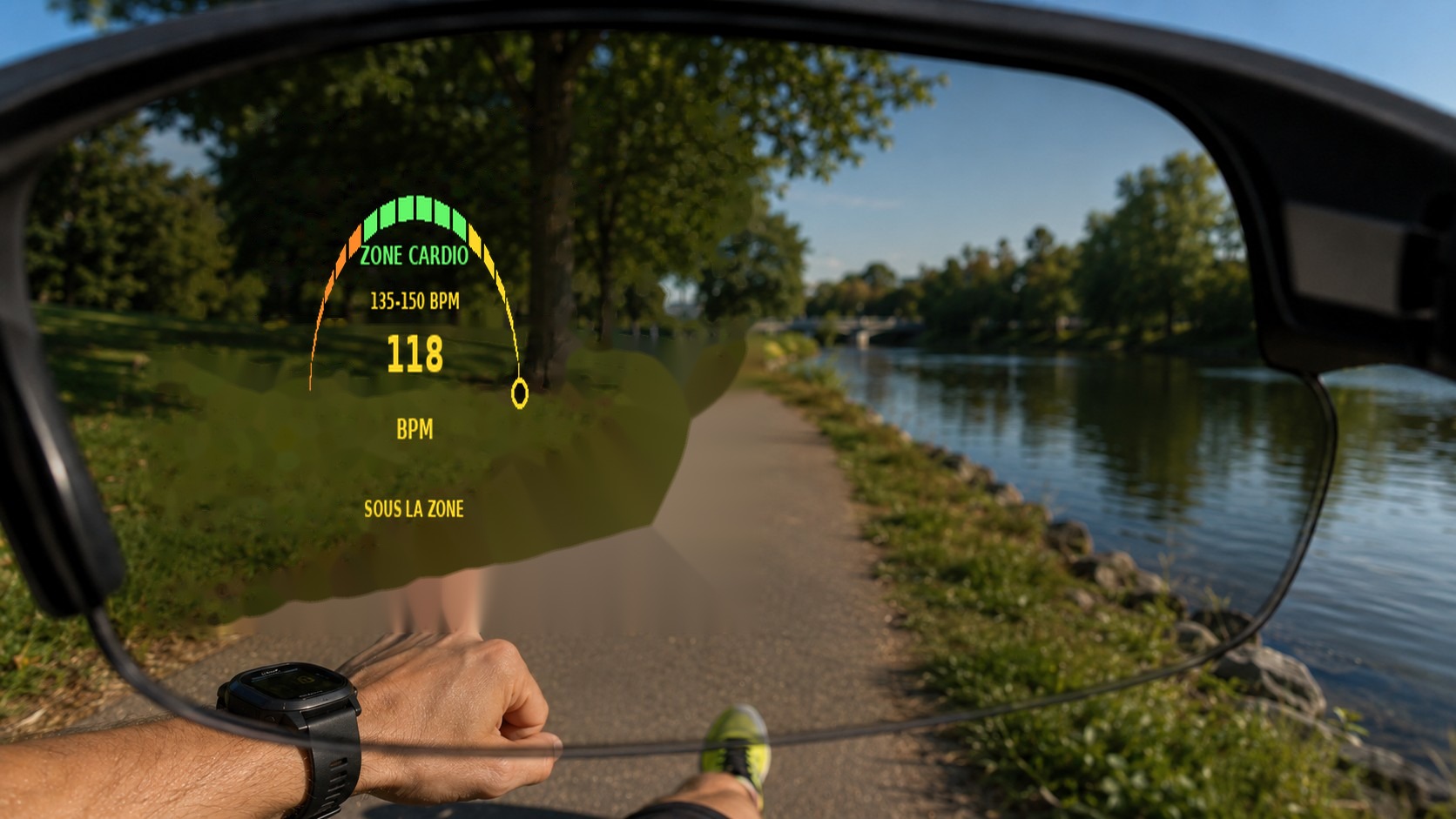 Sous la zone cardiaque — HUD AI-Training sur lunettes ENGO 3