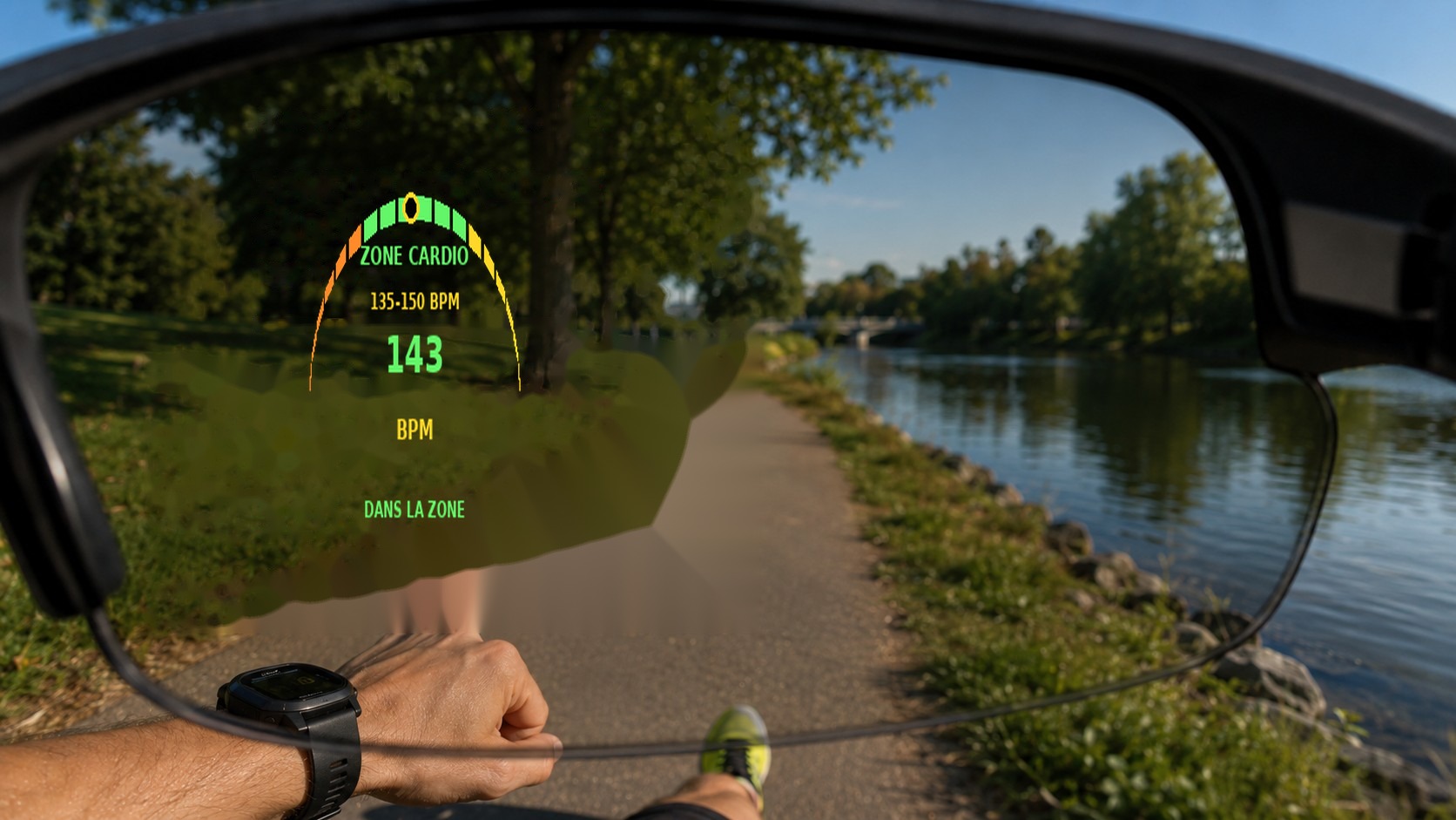 Dans la zone cardiaque — HUD AI-Training sur lunettes ENGO 3