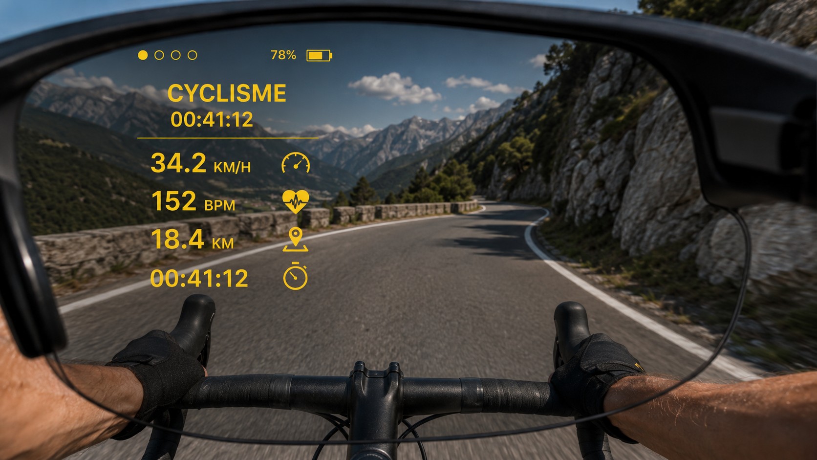 Données de cyclisme — HUD AI-Training sur lunettes ENGO 3