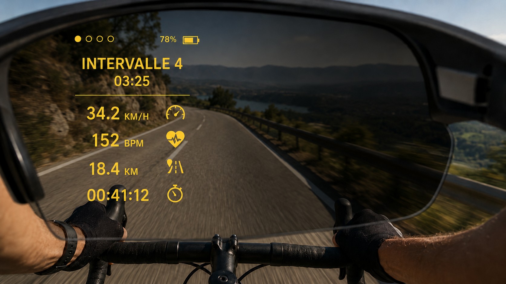 Intervalle à vélo — HUD AI-Training sur lunettes ENGO 3