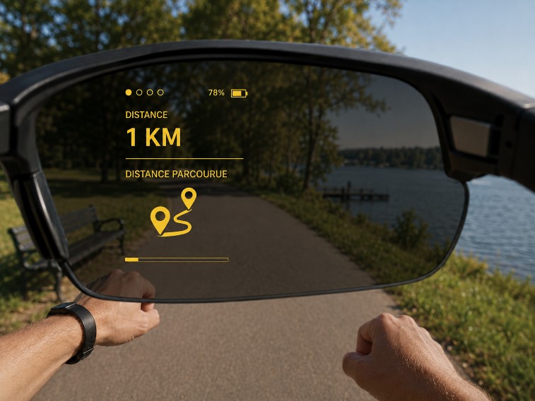 Progression kilométrique — HUD AI-Training sur lunettes ENGO 3