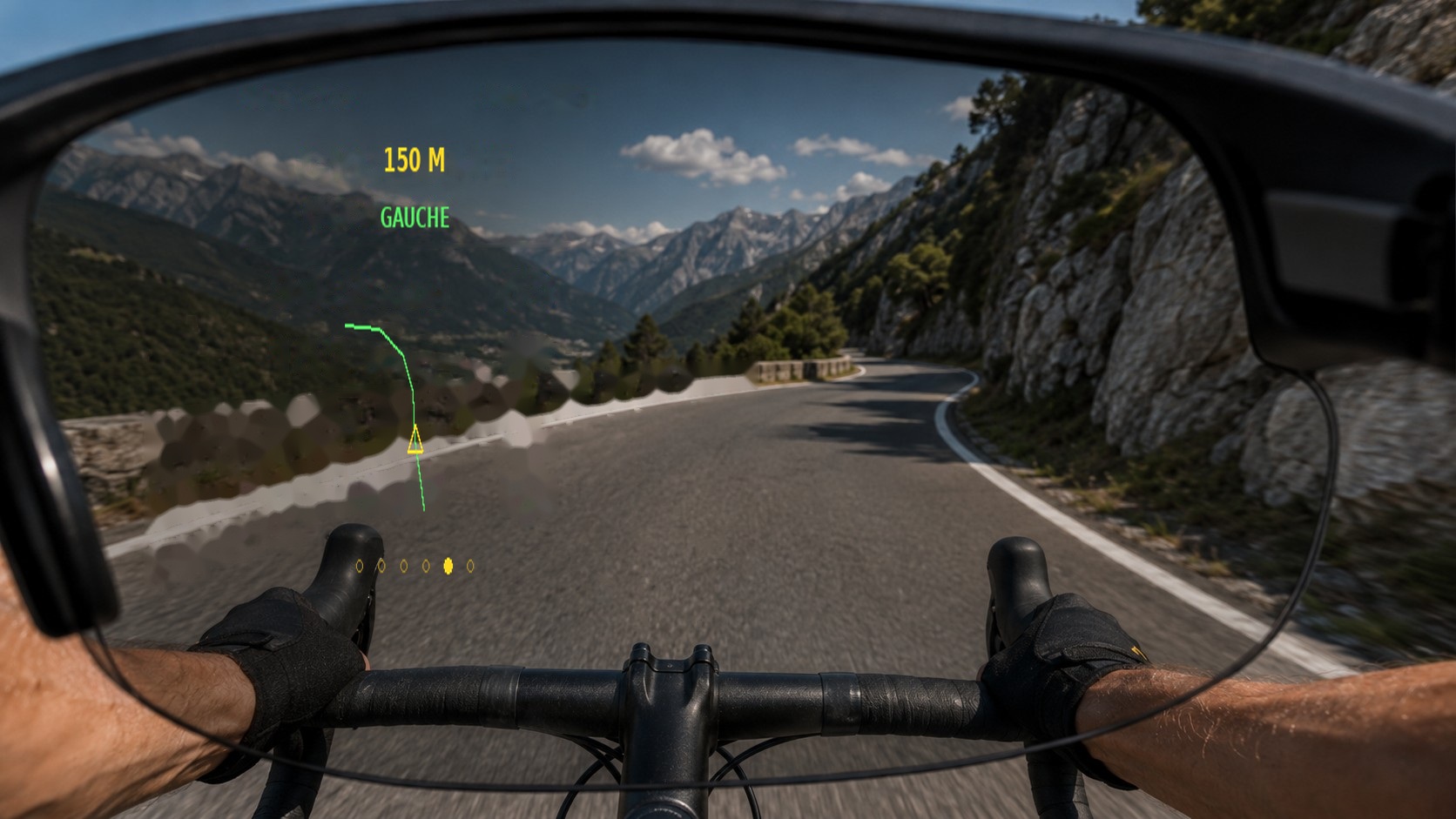 Navigation2 : virage à gauche — HUD AI-Training sur lunettes ENGO 3